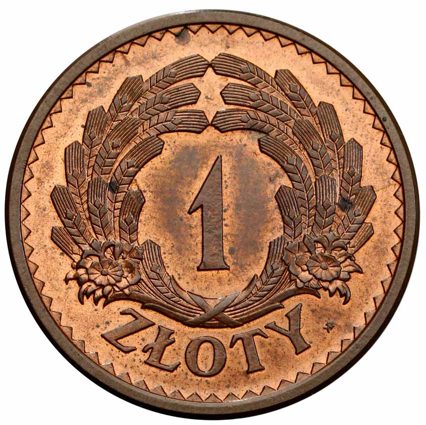 II RP 1 złoty 1928, PRÓBA, brąz z kolekcji Włodzimierza Głuchowskiego